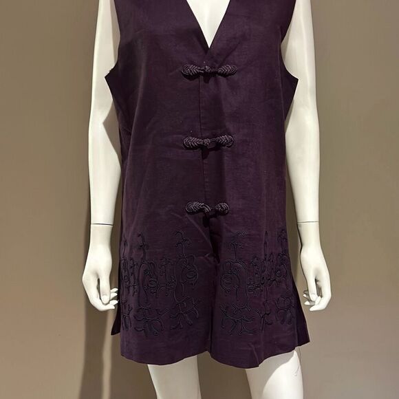 Vintage Lord & Taylor Eggplant Linen Vest Lined Sz 14